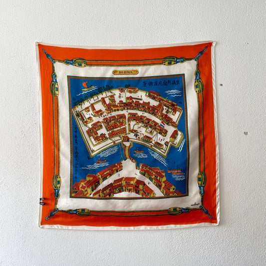 Vintage made in France silk scarf , 出島