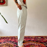 White style of summer , 80s Germany leather 2tuck trouser