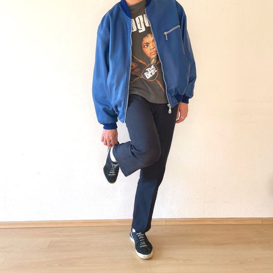 90s Fake leather bomber jacket