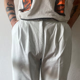 White style of summer , 80s Germany leather 2tuck trouser