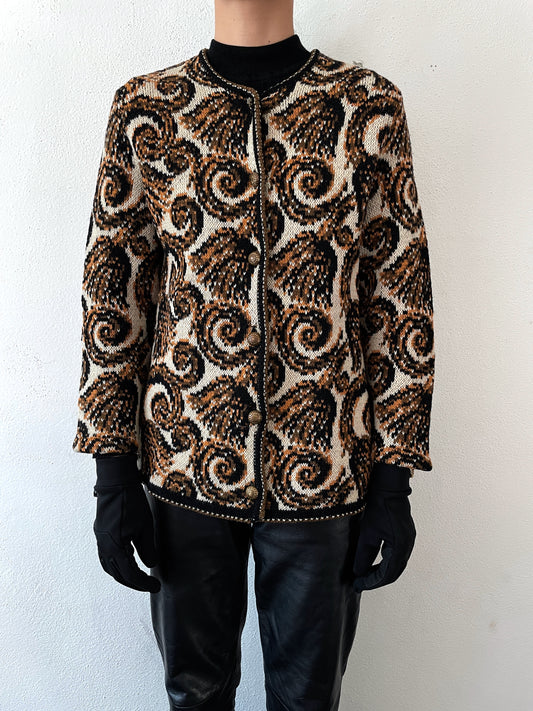 60-70's wool knitted cardigan