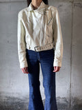 80's white leather biker jacket