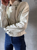 80's white leather biker jacket