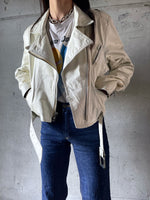 80's white leather biker jacket