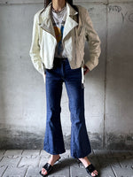 80's white leather biker jacket