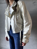 80's white leather biker jacket