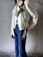 80's white leather biker jacket