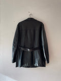 80's Leather half coat. Black