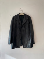 80's Leather half coat. Black