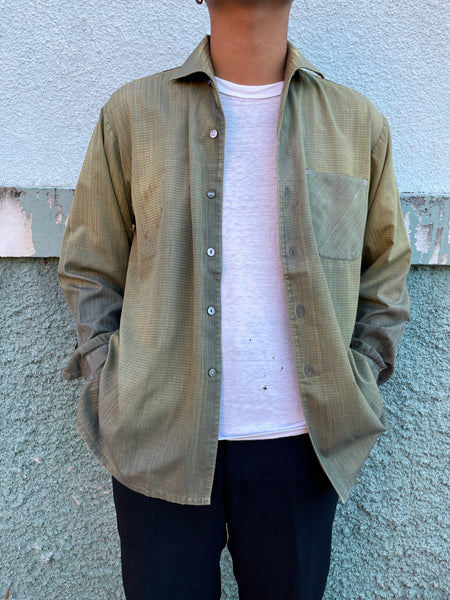 vintage faded open collar shirt , Beautiful Green