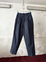 80's Italy checkered trouser. Navy