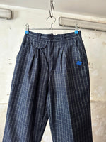 80's Italy checkered trouser. Navy