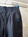 80's Italy checkered trouser. Navy