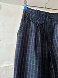 80's Italy checkered trouser. Navy