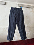 80's Italy checkered trouser. Navy