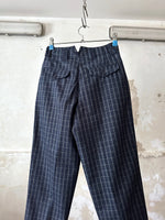 80's Italy checkered trouser. Navy