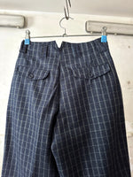 80's Italy checkered trouser. Navy