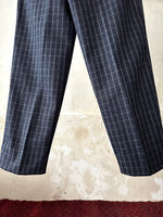 80's Italy checkered trouser. Navy