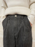 90's black cotton  pinstripes trouser