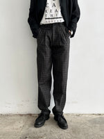 80's Italy checkered trouser. Black