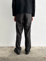 80's Italy checkered trouser. Black