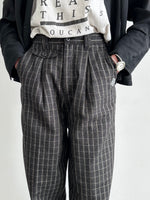 80's Italy checkered trouser. Black