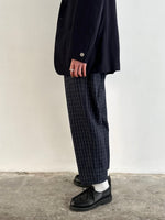 80's Italy checkered trouser. Navy