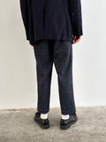 80's Italy checkered trouser. Navy