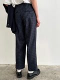 80's Italy checkered trouser. Navy