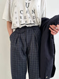 80's Italy checkered trouser. Navy