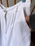 French double tuck white shorts