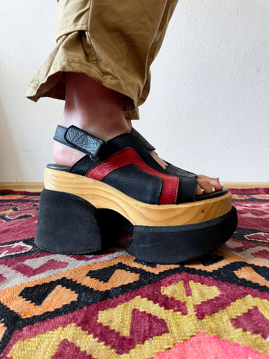 leather n wooden sandal, SONAX made in Spain