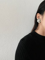 silver tone planet earring