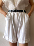 French double tuck white shorts