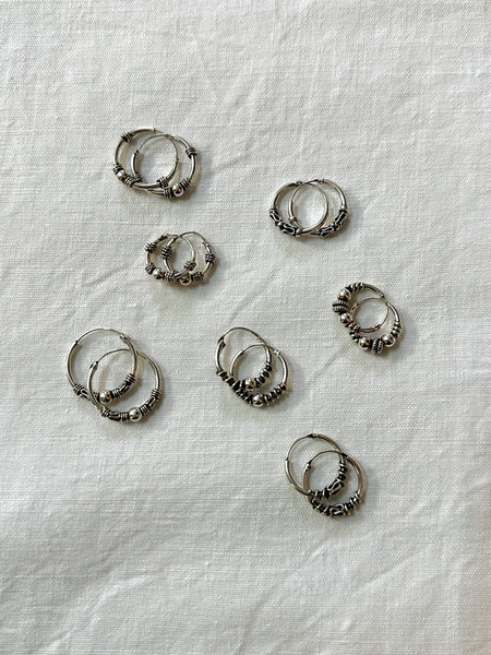 silver 925 various tribal hoop earrings