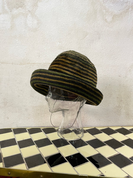 vintage striped fur hat
