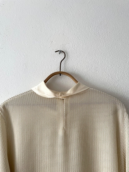 mesh shirt cream white