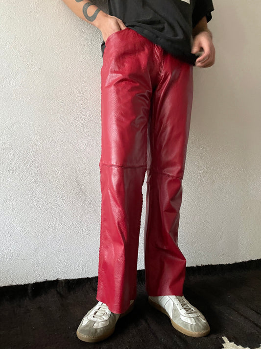 germany red leather trouser