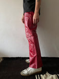 germany red leather trouser