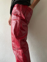 germany red leather trouser