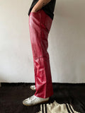 germany red leather trouser