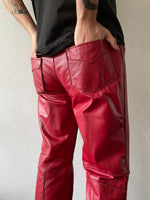 germany red leather trouser