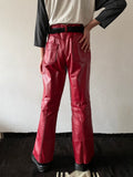 germany red leather trouser