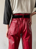 germany red leather trouser