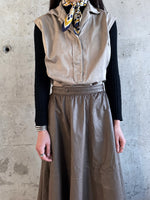 leather circular skirt - moca brown