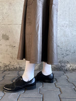 leather circular skirt - moca brown