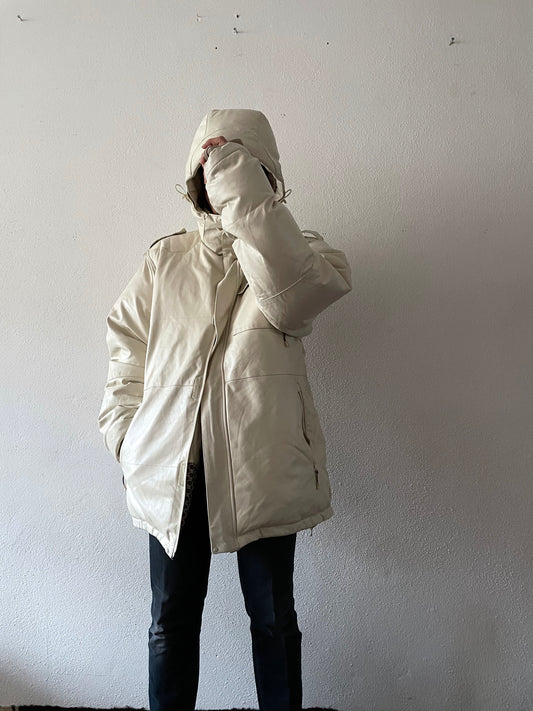 00's DC WHITE LEATHER DOWN JACKET