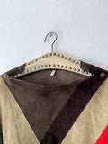 suede leather patchworked top
