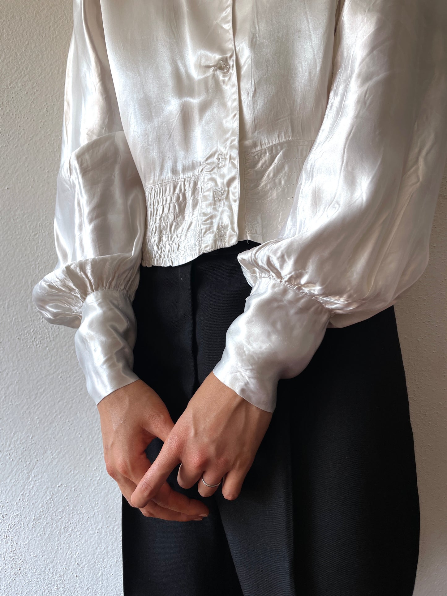 vintage rayon blouse with glass buttons