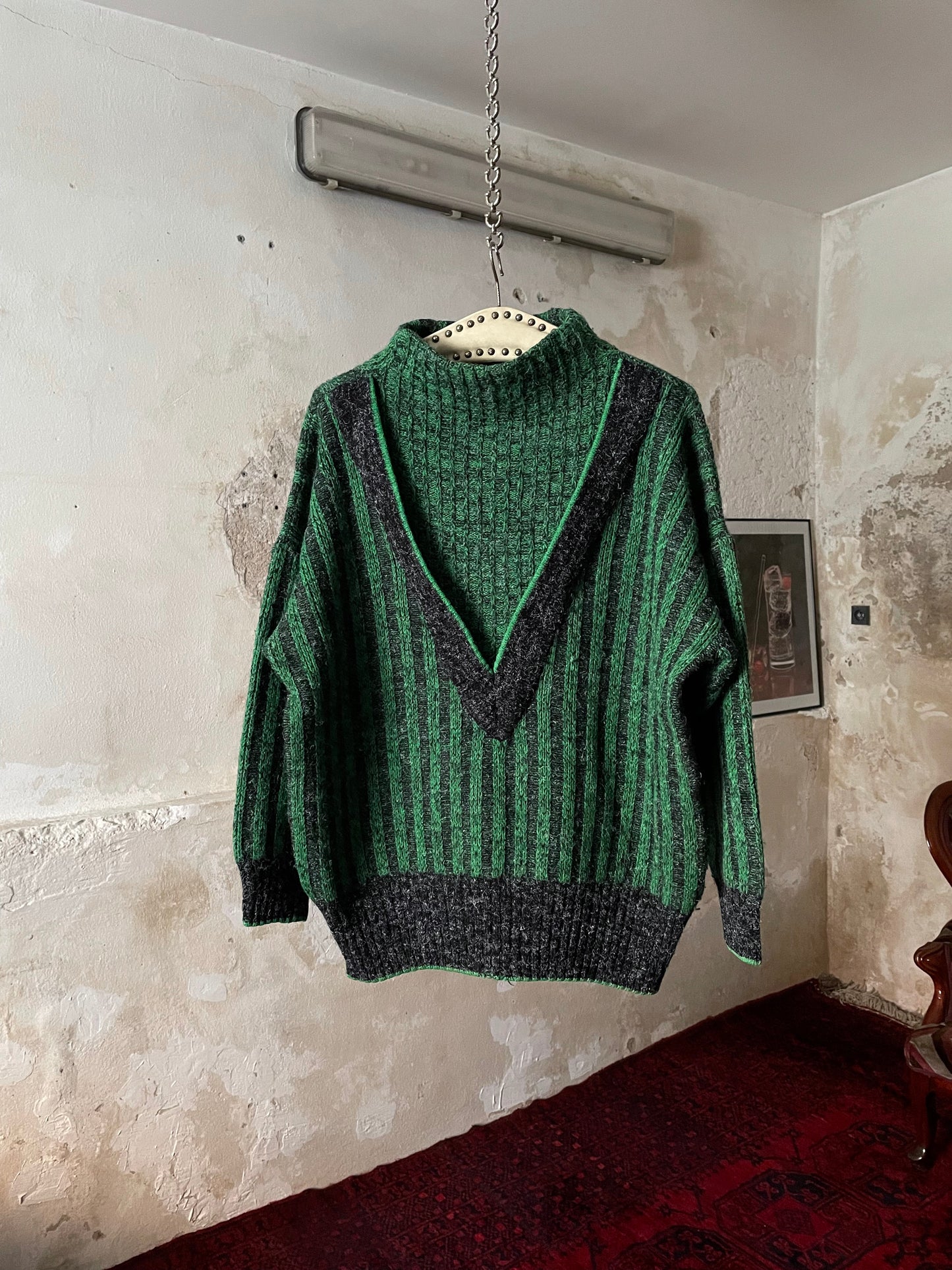 80s Nice pattern wool×acryl jumper